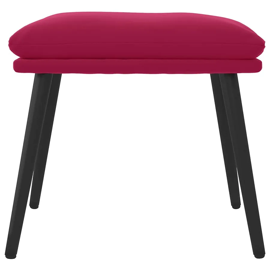 Repose-pied Rouge bordeaux 45x29,5x35 cm Velours - 3