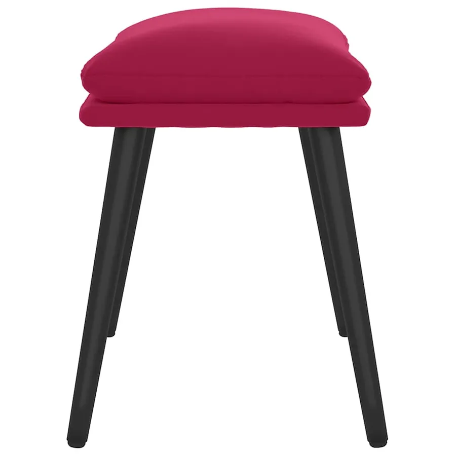 Repose-pied Rouge bordeaux 45x29,5x35 cm Velours - 4