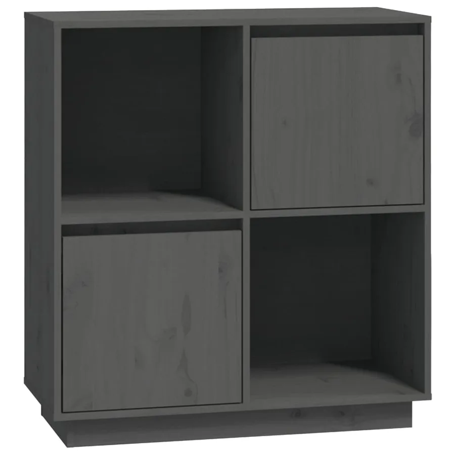 Buffet Gris 74x35x80 cm Bois massif de pin - 2