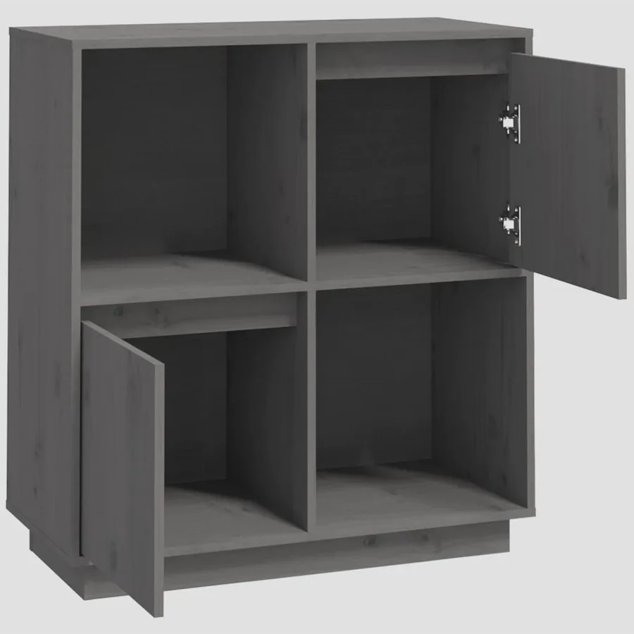 Buffet Gris 74x35x80 cm Bois massif de pin - 5