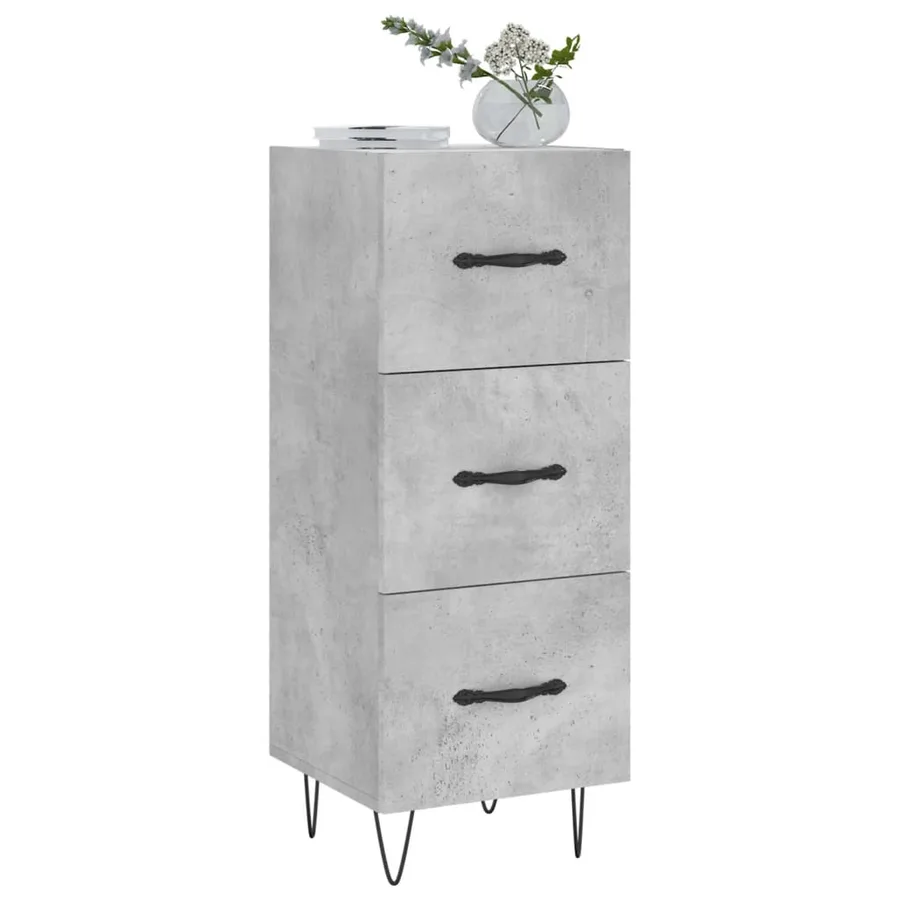 Buffet Gris béton 34,5x34x90 cm Bois d'ingénierie - 3