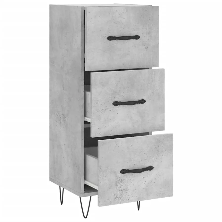 Buffet Gris béton 34,5x34x90 cm Bois d'ingénierie - 5