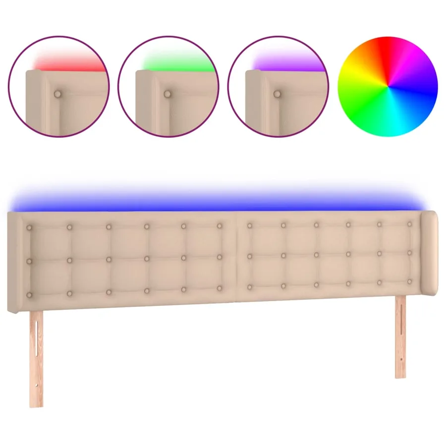 Tête de lit à LED Cappuccino 203x16x78/88 cm Similicuir - 2