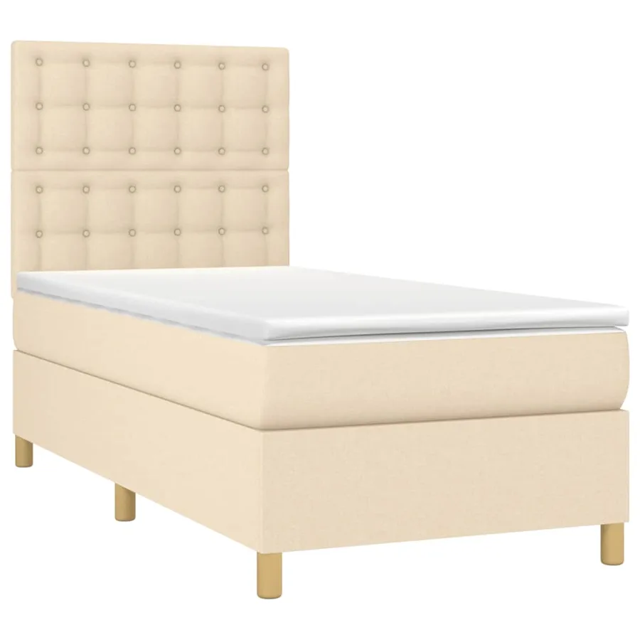 Sommier à lattes de lit et matelas Crème 90x190 cm Tissu - 3