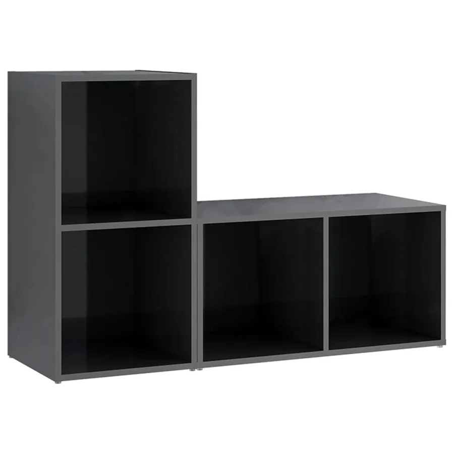 Meubles TV 2 pcs Gris brillant 72x35x36,5 cm Bois d'ingénierie - 2