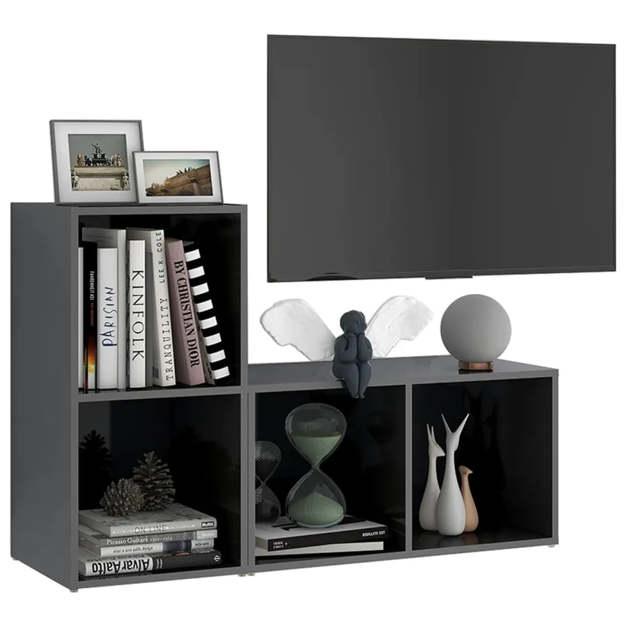 Meubles TV 2 pcs Gris brillant 72x35x36,5 cm Bois d'ingénierie - 3