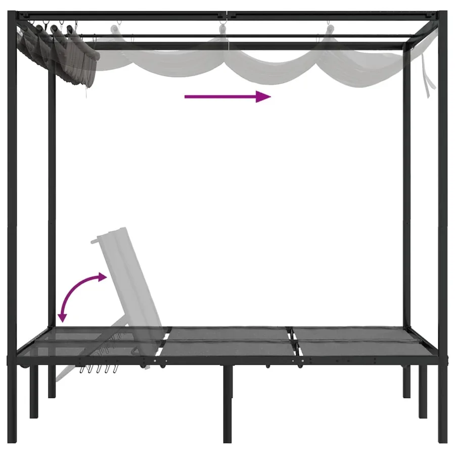 Chaise longue double avec rideaux latéraux et supérieurs - 7