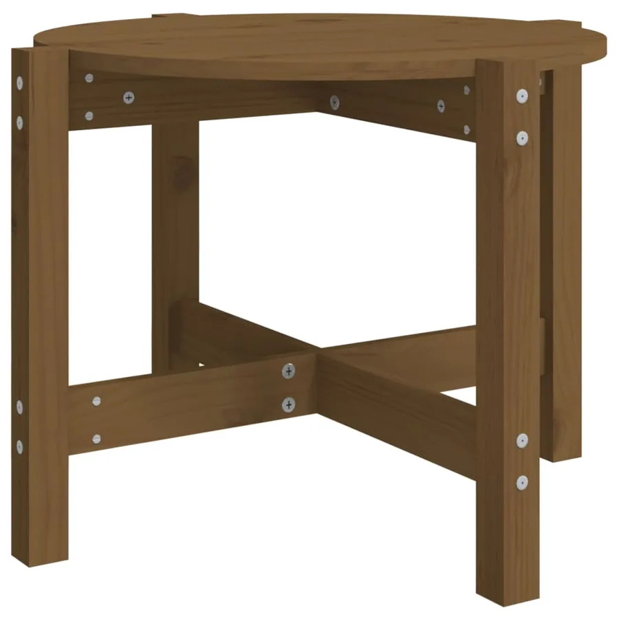 Table basse Marron miel Ø 62,5x45 cm Bois massif de pin - 2