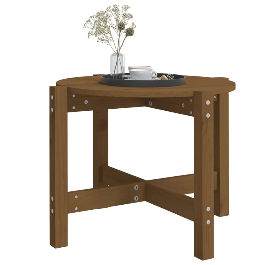 Table basse Marron miel Ø 62,5x45 cm Bois massif de pin - 4