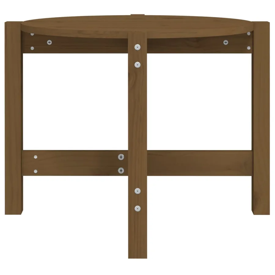 Table basse Marron miel Ø 62,5x45 cm Bois massif de pin - 5