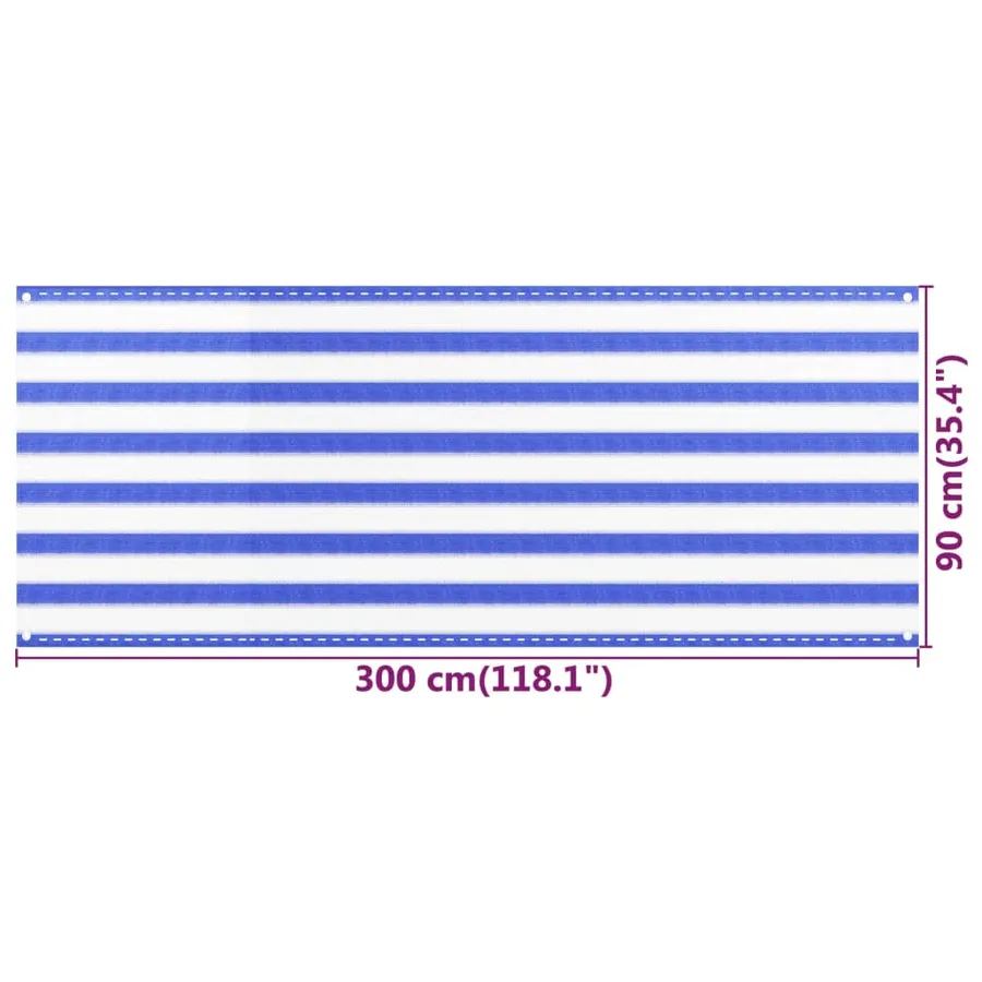 Écran de balcon Bleu et blanc 90x300 cm PEHD - 5