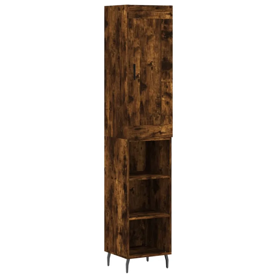 Buffet haut Chêne fumé 34,5x34x180 cm Bois d'ingénierie - 2