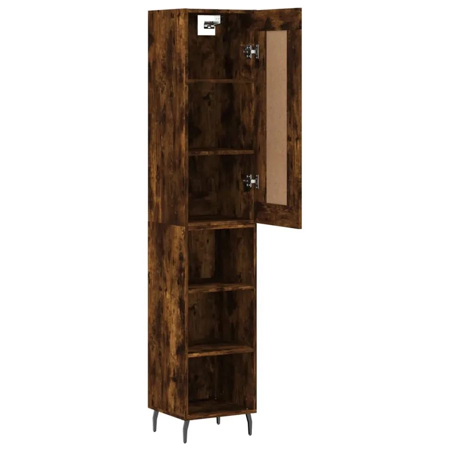 Buffet haut Chêne fumé 34,5x34x180 cm Bois d'ingénierie - 3