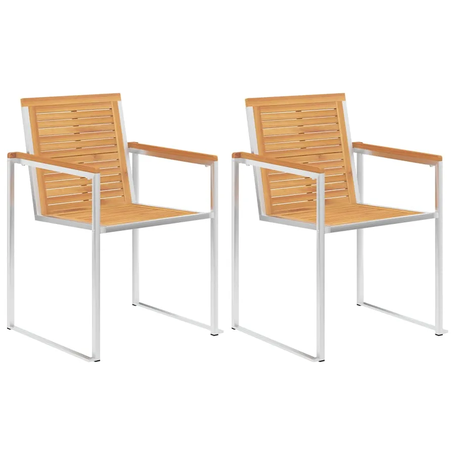 Chaises de jardin avec coussins lot de 2 Teck solide et acier - 2