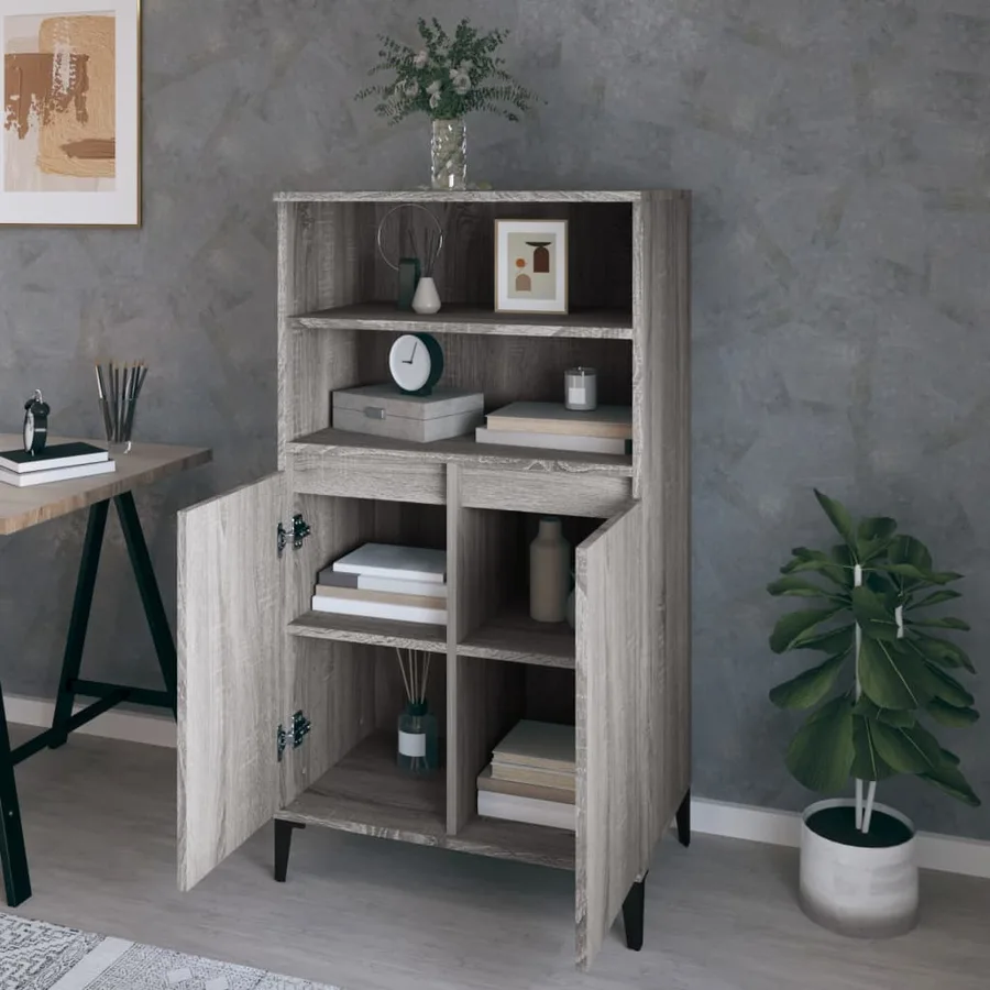 Buffet haut Sonoma gris 60x36x110 cm Bois d'ingénierie - 6