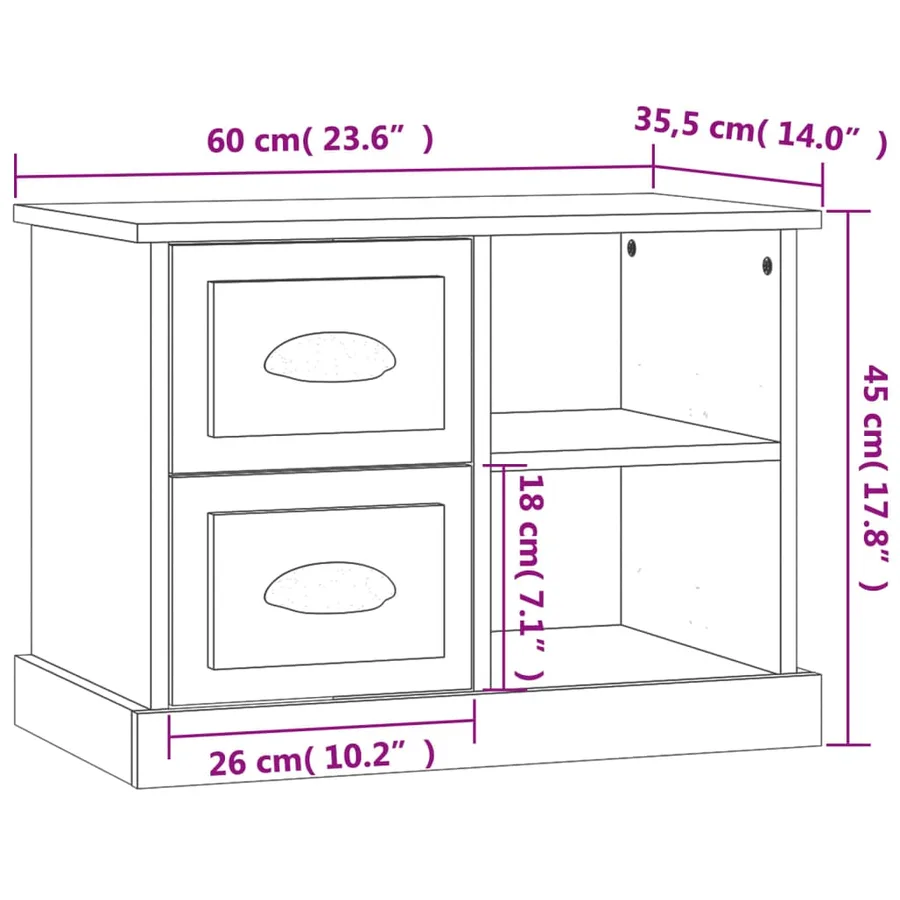 Table de chevet chêne marron 60x35,5x45 cm - 10