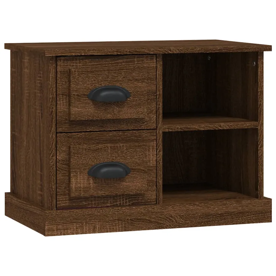 Table de chevet chêne marron 60x35,5x45 cm - 2