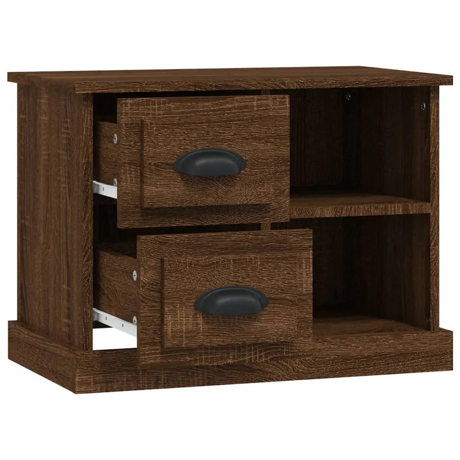 Table de chevet chêne marron 60x35,5x45 cm - 6