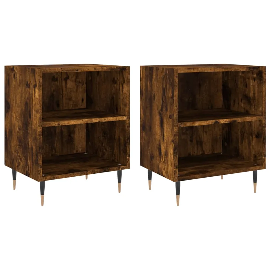 Tables de chevet 2 pcs chêne fumé 40x30x50 cm bois d'ingénierie - 2