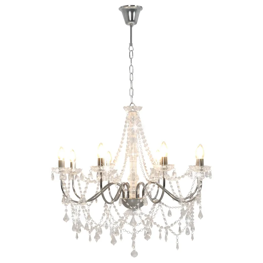 Lustre avec perles Argenté 8 ampoules E14 - 2