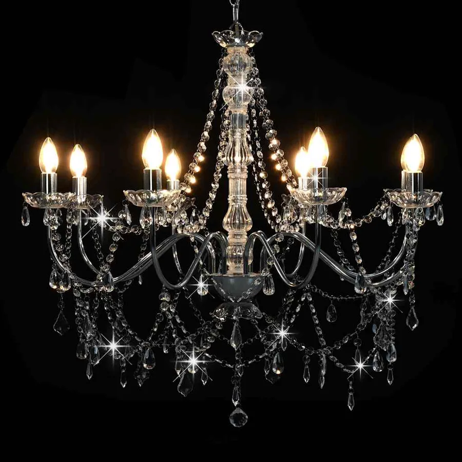 Lustre avec perles Argenté 8 ampoules E14 - 3