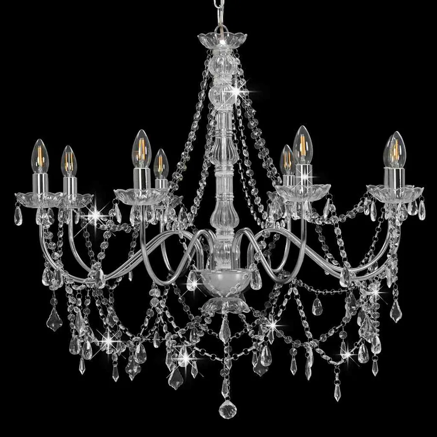 Lustre avec perles Argenté 8 ampoules E14 - 4