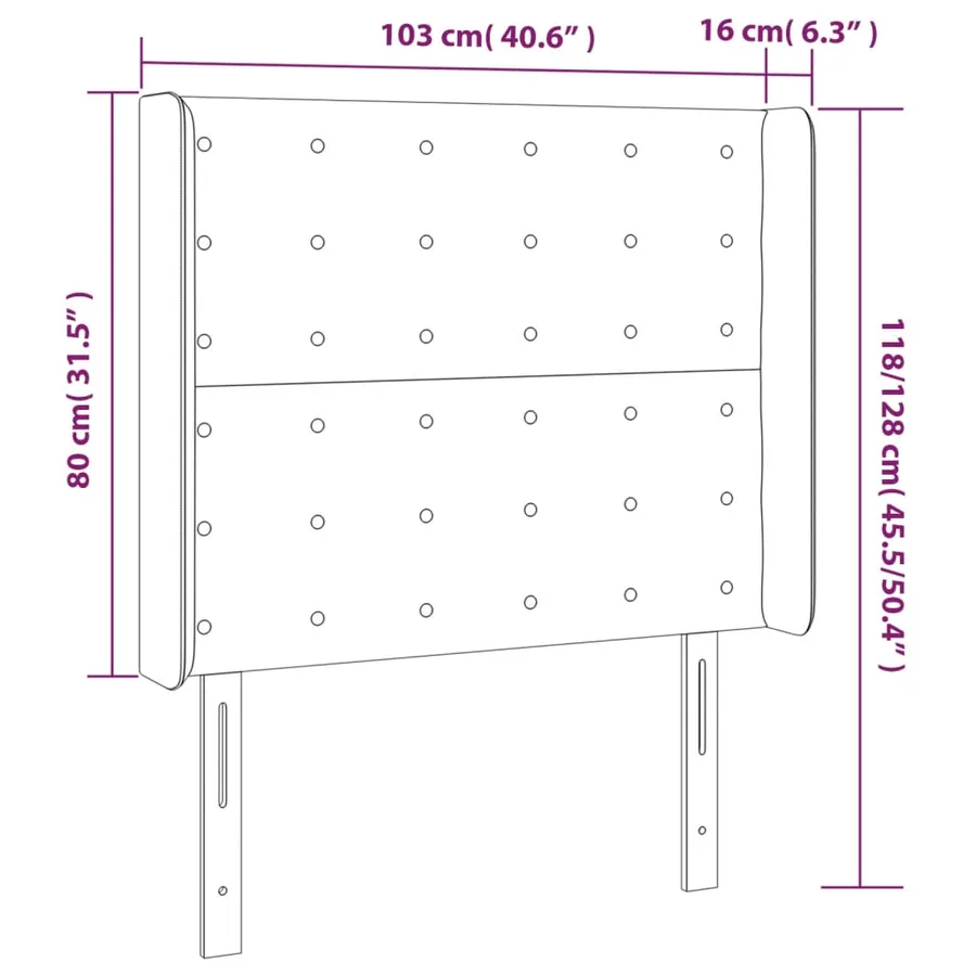 Tête de lit à LED Marron foncé 103x16x118/128 cm Tissu - 6