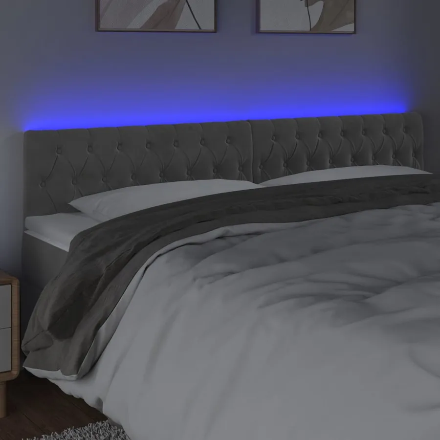 Tête de lit à LED Gris clair 200x7x78/88 cm Velours - 3