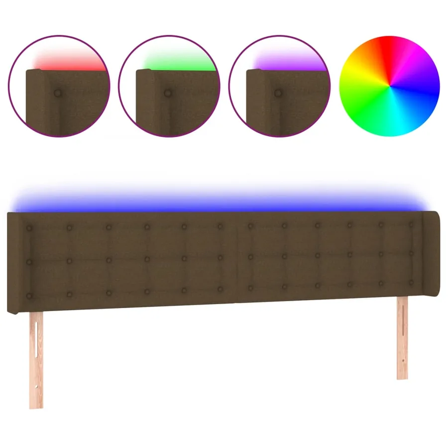 Tête de lit à LED Marron foncé 163x16x78/88 cm Tissu - 2