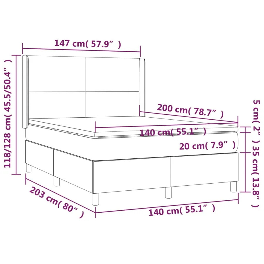 Sommier à lattes de lit matelas LED Cappuccino 140x200 cm - 8