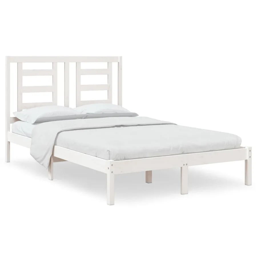 Cadre de lit sans matelas blanc 120x200 cm bois de pin massif - 2