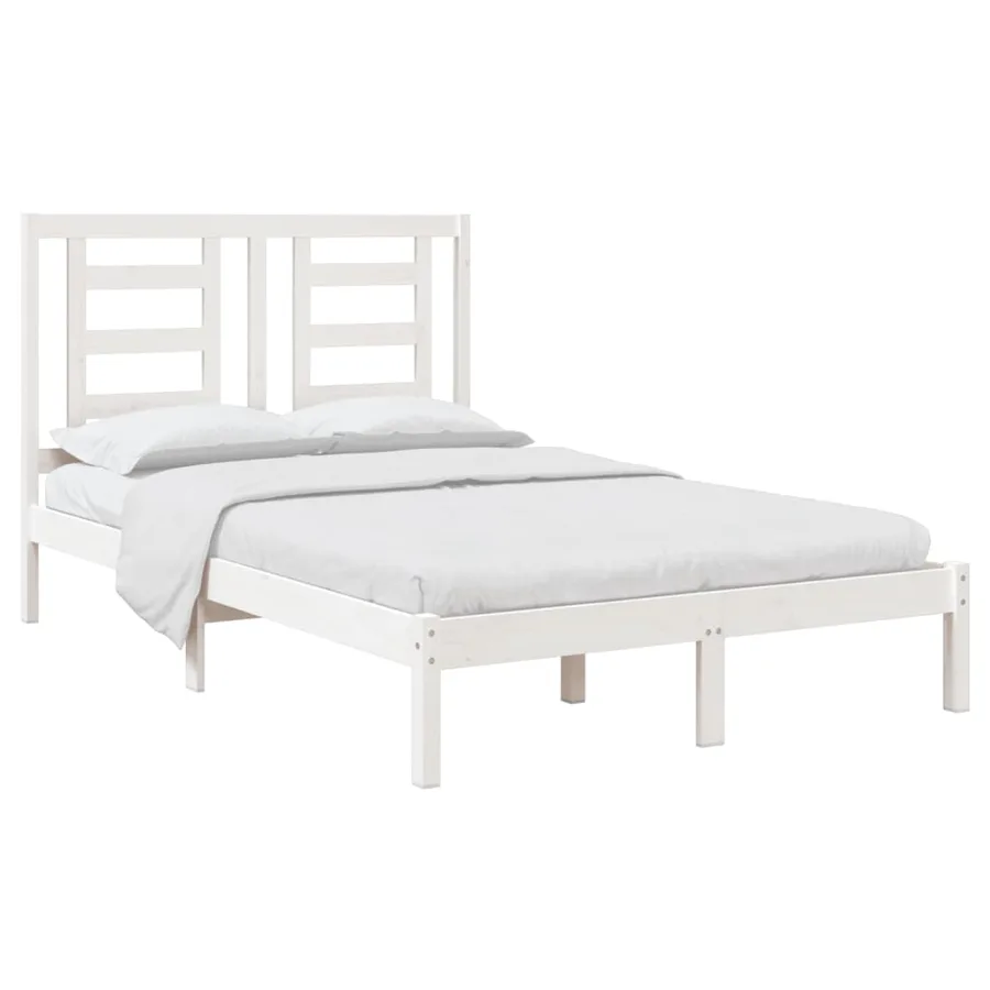 Cadre de lit sans matelas blanc 120x200 cm bois de pin massif - 3