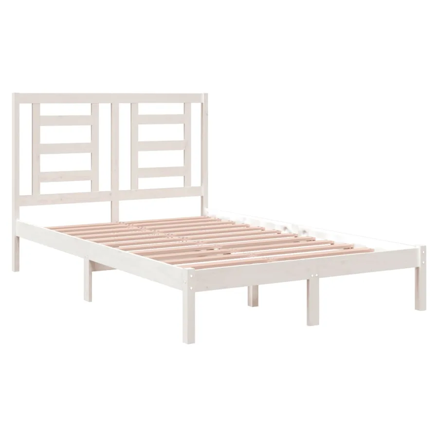 Cadre de lit sans matelas blanc 120x200 cm bois de pin massif - 4