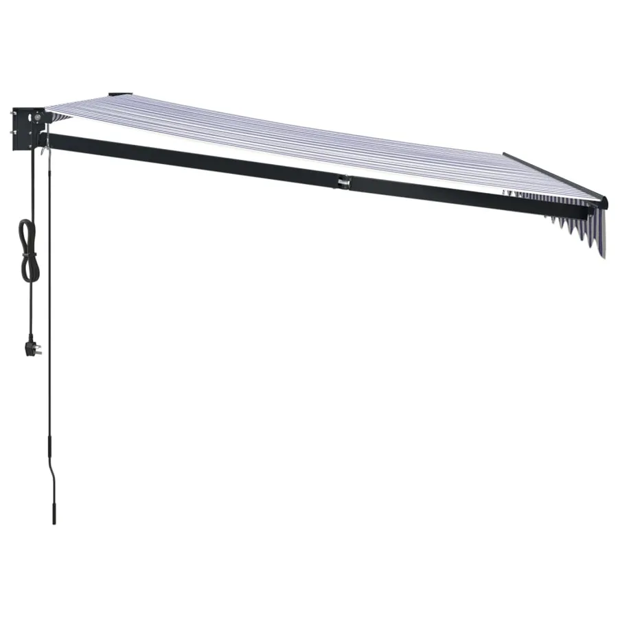 Auvent rétractable automatique bleu et blanc 3x2,5 m - 6