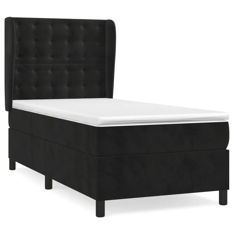 Sommier à lattes de lit avec matelas Noir 90x200 cm Velours - 2