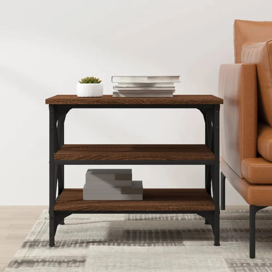 Table d'appoint Chêne marron 55x38x45 cm Bois d'ingénierie - 3