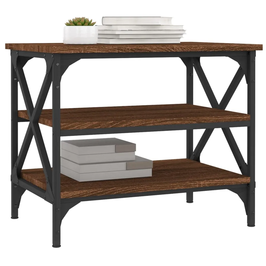 Table d'appoint Chêne marron 55x38x45 cm Bois d'ingénierie - 4