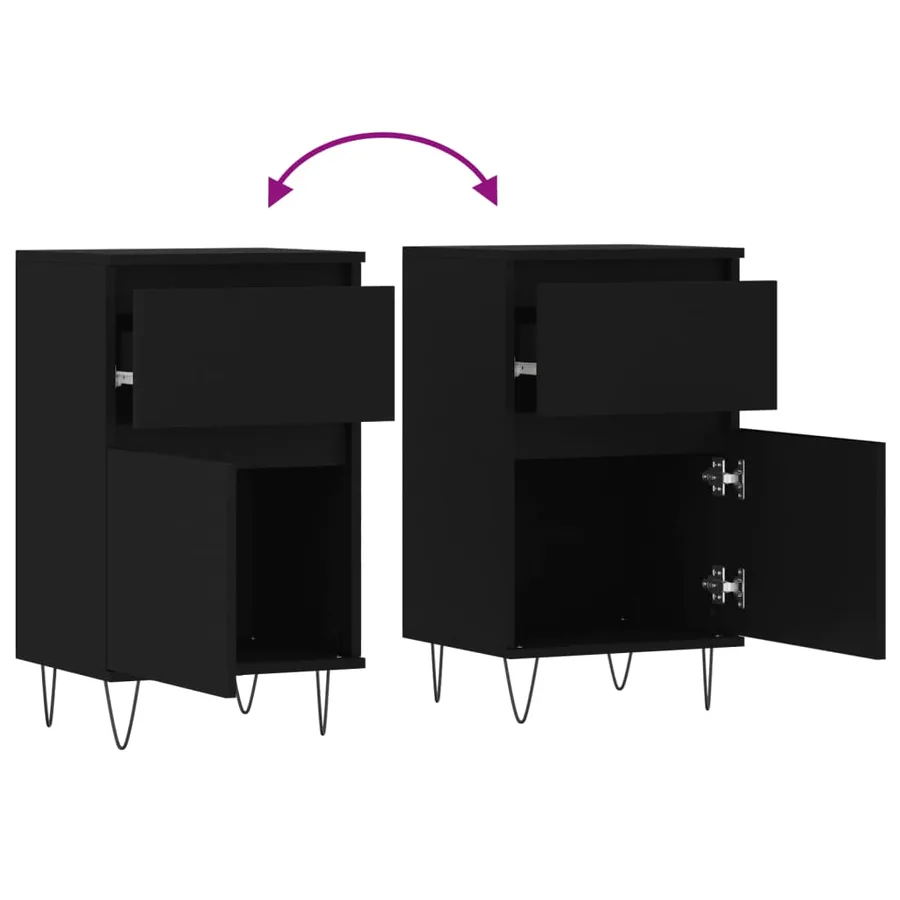 Buffets 2 pcs noir 40x35x70 cm bois d’ingénierie - 10