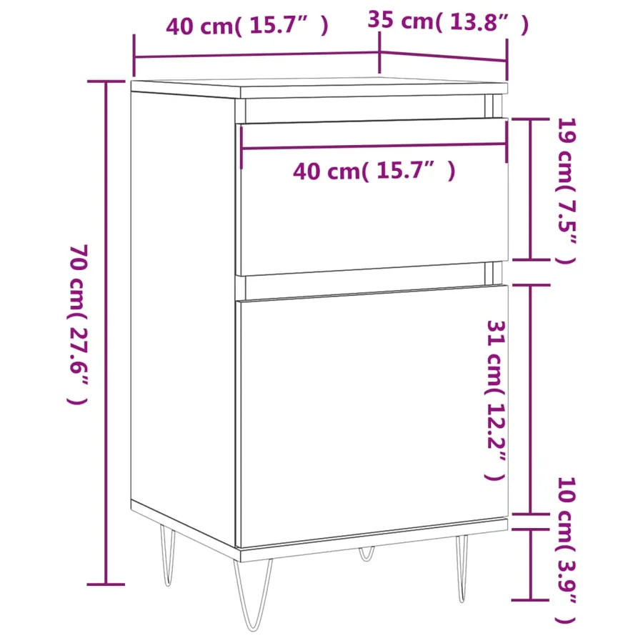 Buffets 2 pcs noir 40x35x70 cm bois d’ingénierie - 13