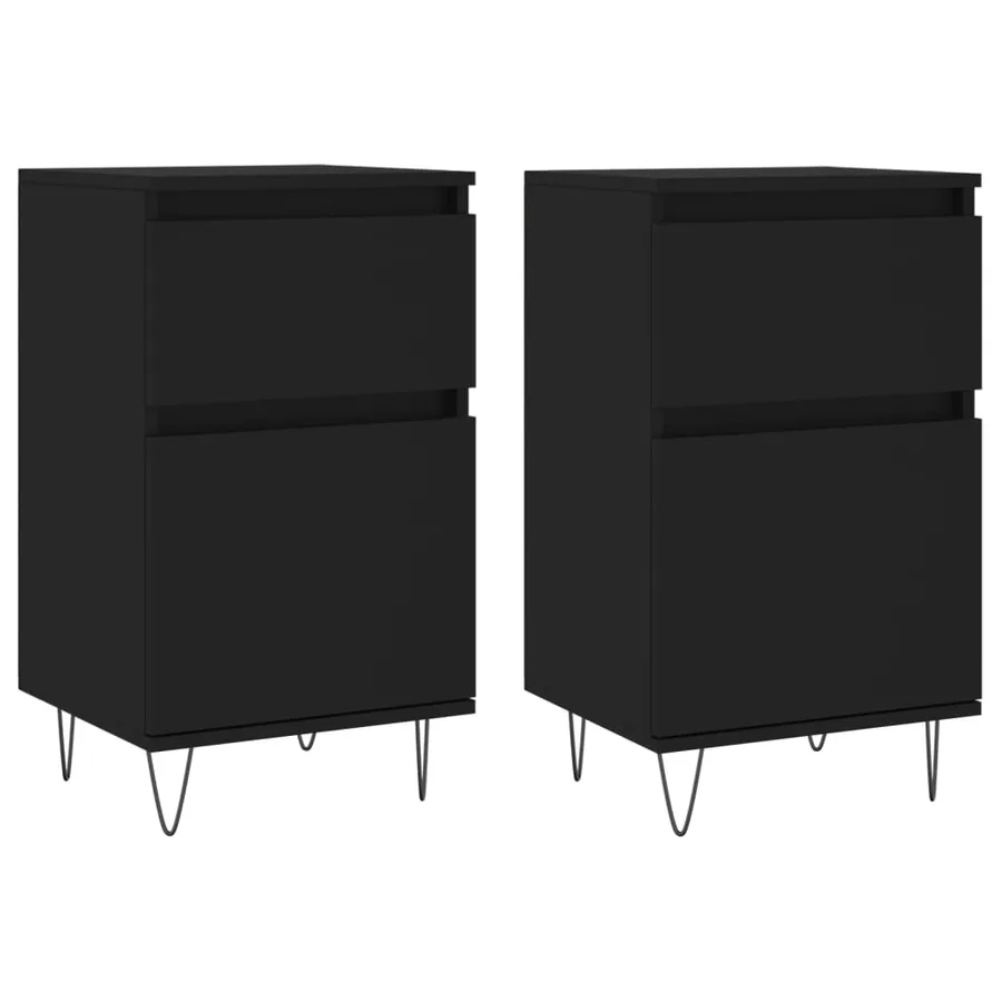 Buffets 2 pcs noir 40x35x70 cm bois d’ingénierie - 2