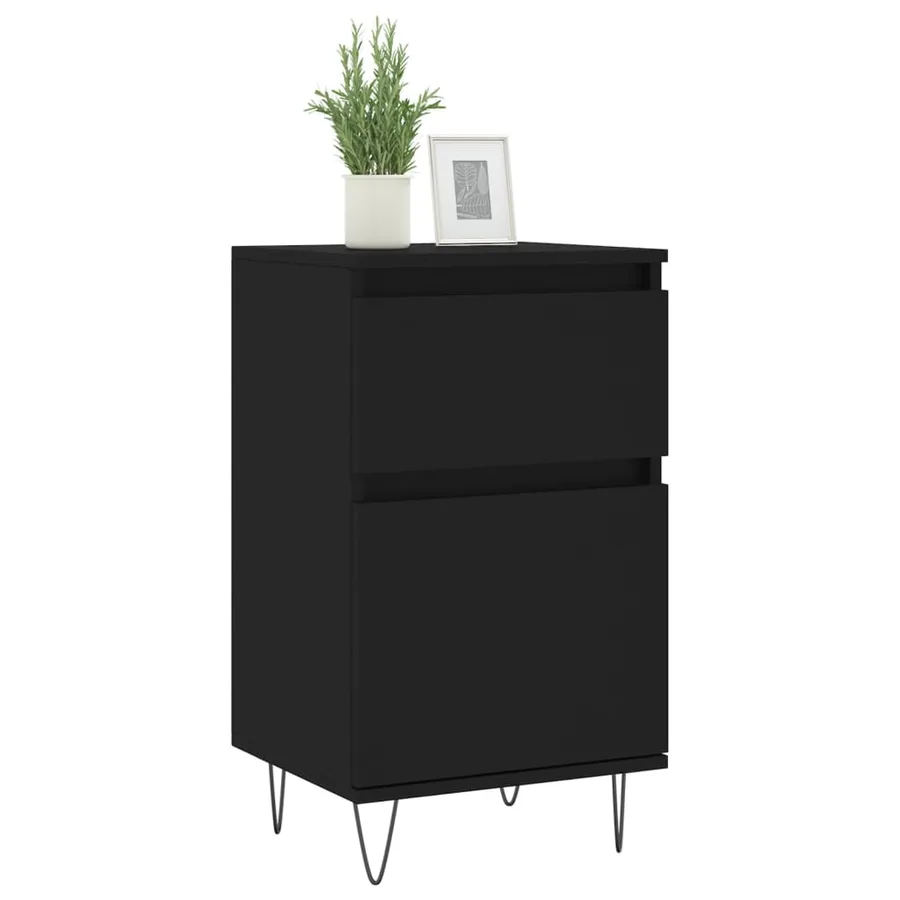 Buffets 2 pcs noir 40x35x70 cm bois d’ingénierie - 3