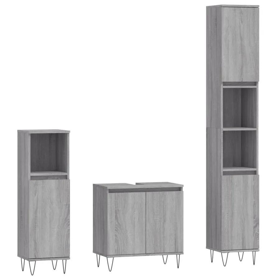 Ensemble d'armoires de salle de bain 3 pcs sonoma gris - 2