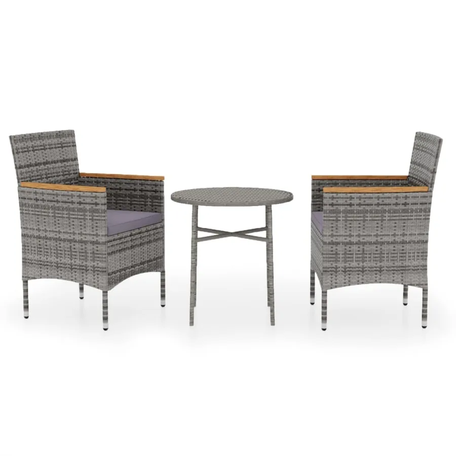 Ensemble à manger de jardin 3 pcs Résine tressée Gris - 2