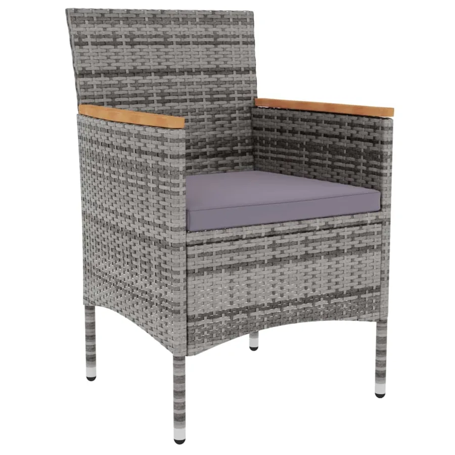 Ensemble à manger de jardin 3 pcs Résine tressée Gris - 3