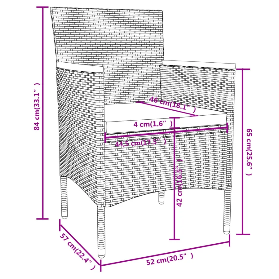 Ensemble à manger de jardin 3 pcs Résine tressée Gris - 8