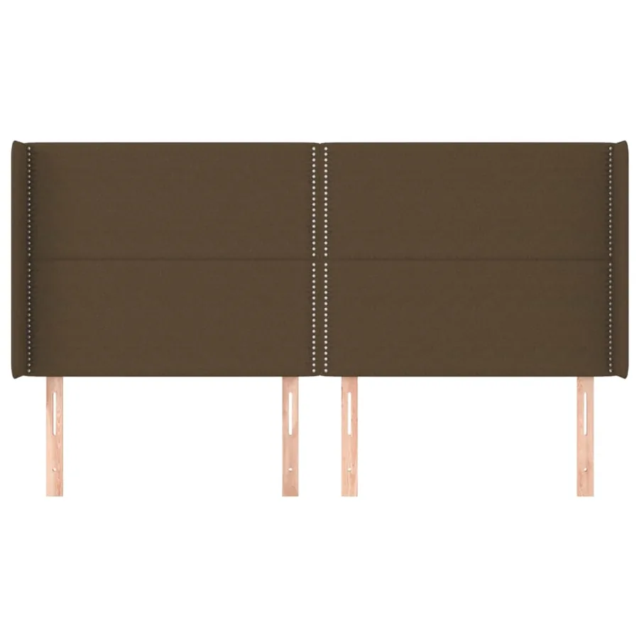 Tête de lit avec oreilles Marron foncé 203x16x118/128 cm Tissu - 3