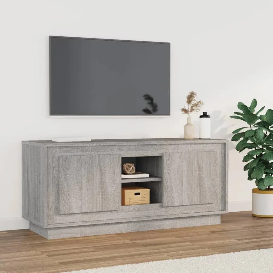 Meuble TV sonoma gris 102x35x45 cm bois d'ingénierie
