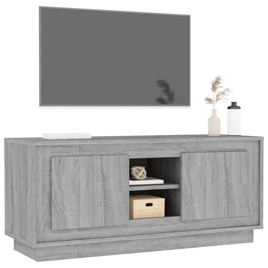 Meuble TV sonoma gris 102x35x45 cm bois d'ingénierie - 4