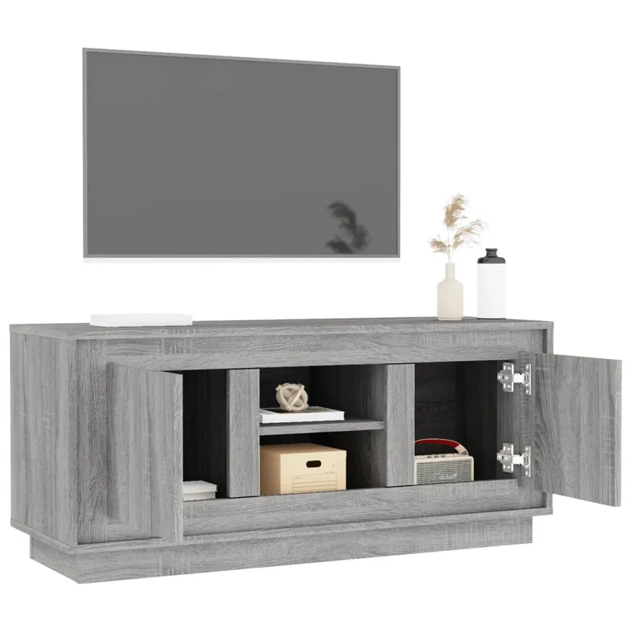 Meuble TV sonoma gris 102x35x45 cm bois d'ingénierie - 5
