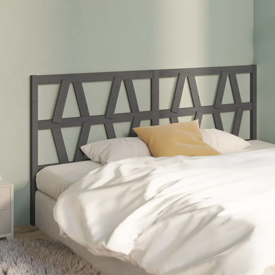 Tête de lit Gris 206x4x100 cm Bois massif de pin - 4